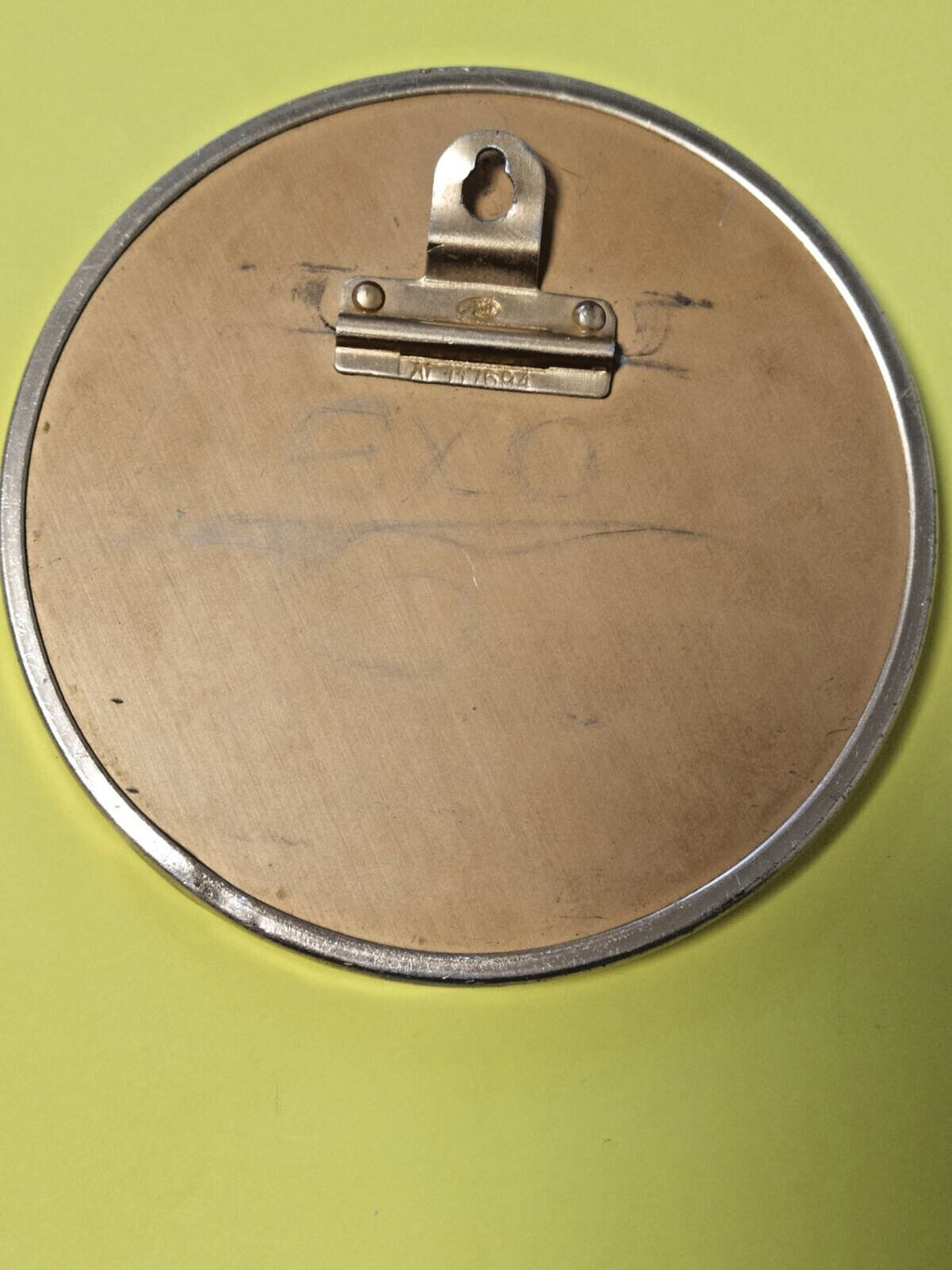 Back of Soviet plaque with original metal mounting bracket and stamp – detail 6
