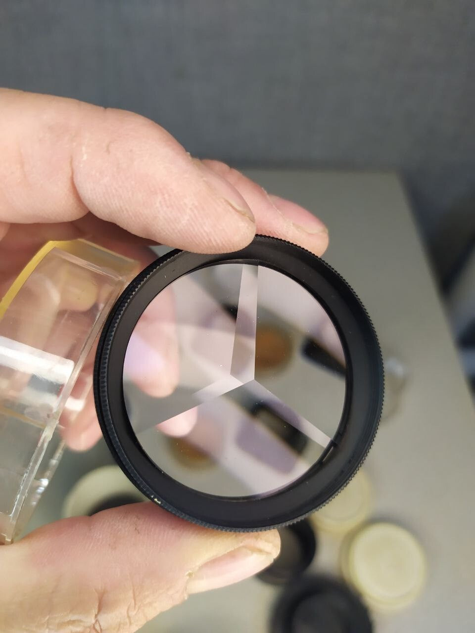 KMZ Zenit logo on a filter from the Soviet lens set – detail 17