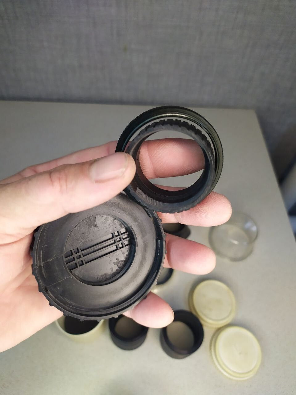 KMZ Zenit logo on a filter from the Soviet lens set – detail 8