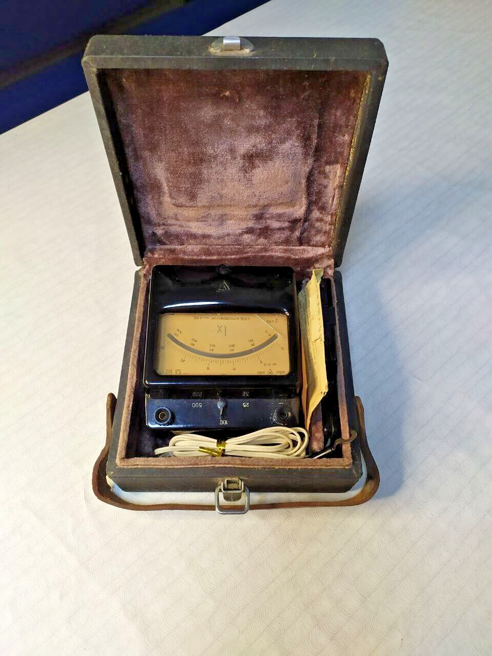 Soviet scientific instrument carrying case with leather handle
