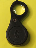 Soviet magnifying glass 7x, folding pocket magnifier in black plastic case