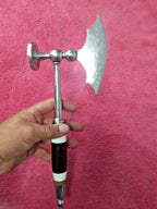 Mid-century cleaver handle with contrasting black and white rings – detail 9