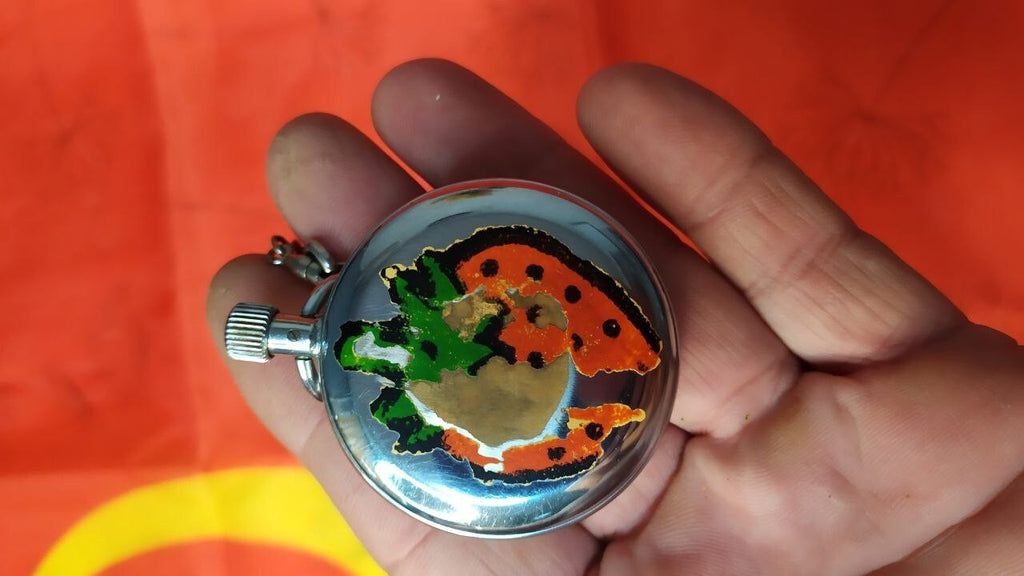 Soviet watch vintage chrome case back with strawberry sticker – detail 12