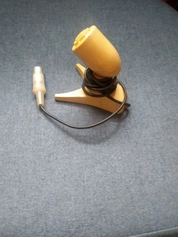 Soviet microphone MD-200, a vintage USSR dynamic mic with rocket-like body and tripod stand