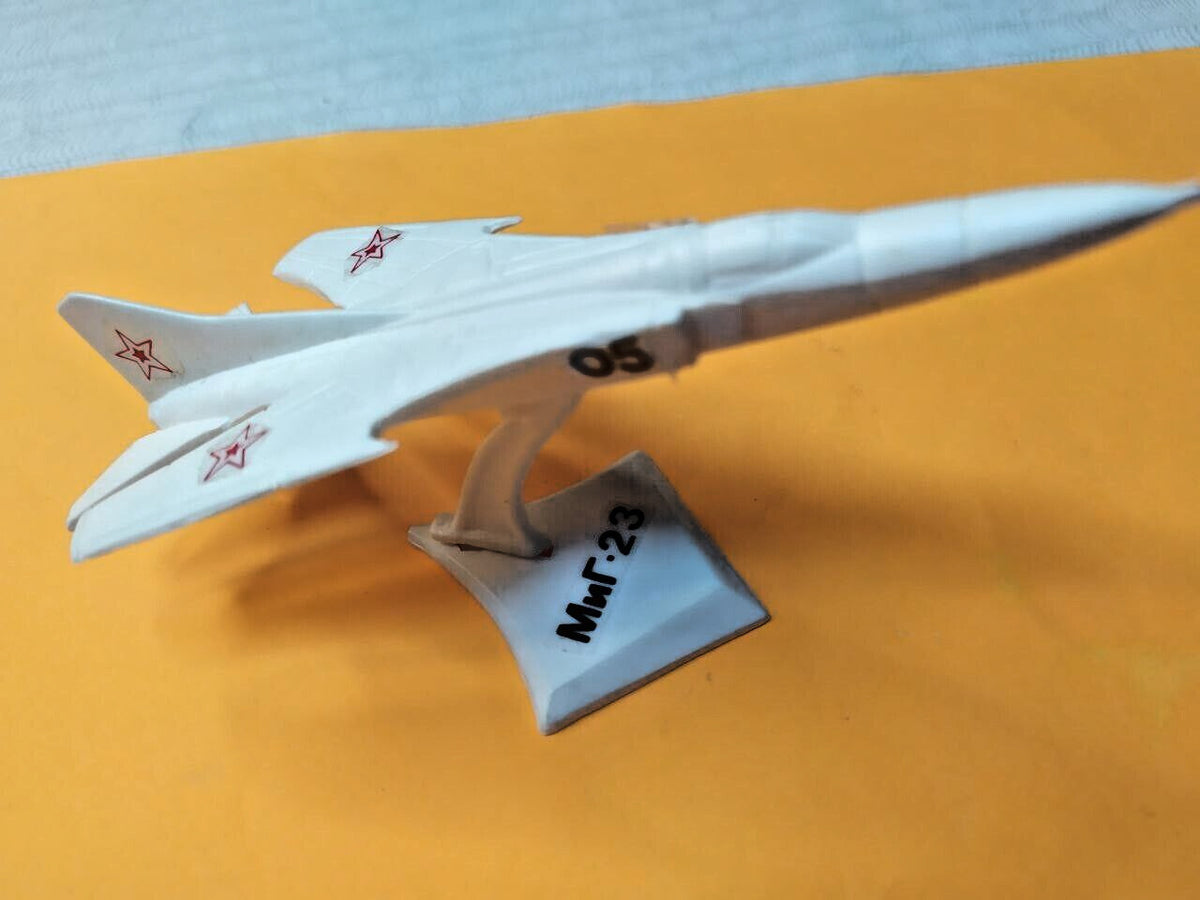 Original cardboard box and stand for the Soviet plastic jet model