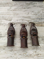 Soviet carbolite whistle with molded loop and metal split ring – detail 5