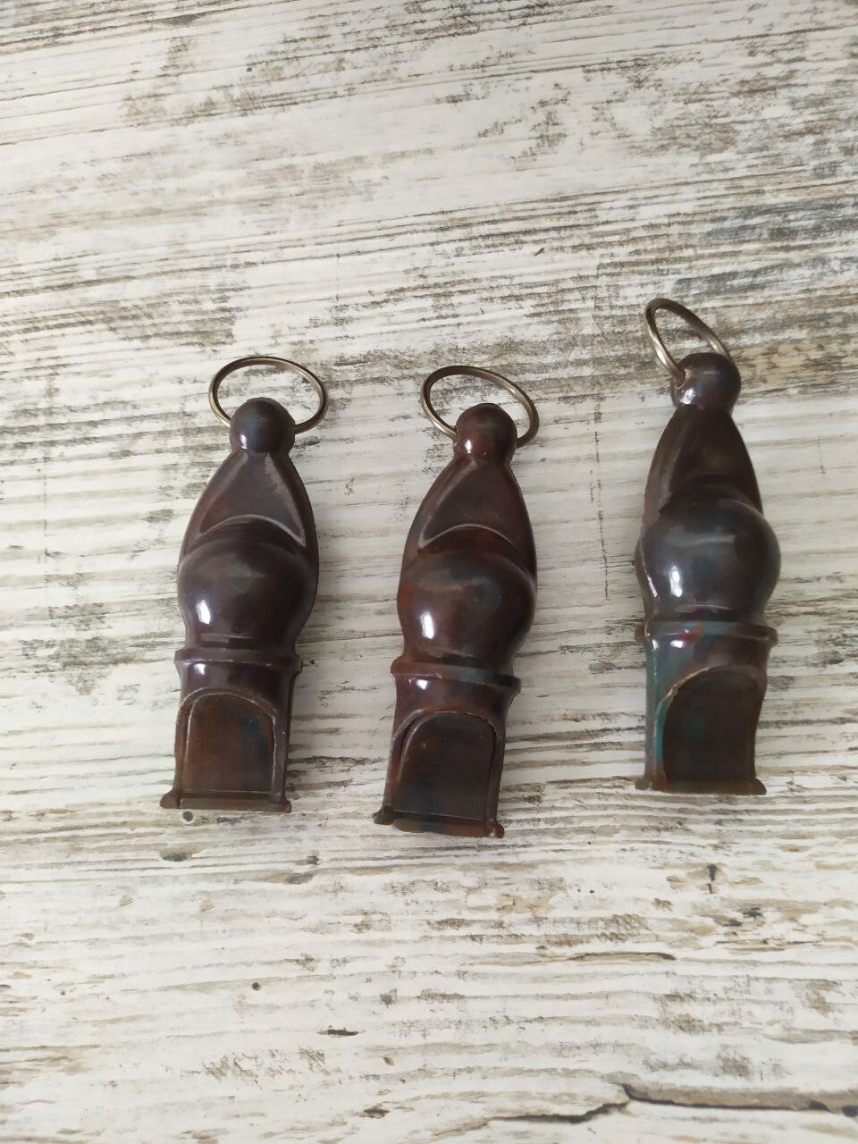 Militia whistle in dark cherry brown carbolite, teardrop shape – detail 6