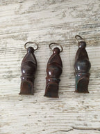 Militia whistle in dark cherry brown carbolite, teardrop shape – detail 6