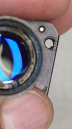 Soviet military surplus optic, blue-purple coated lens close-up – detail 7