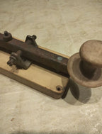 Soviet military radio equipment Morse key, side view showing patina