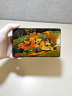 Soviet Mstera lacquer box The Boys, hand-painted lacquer miniature from 1950