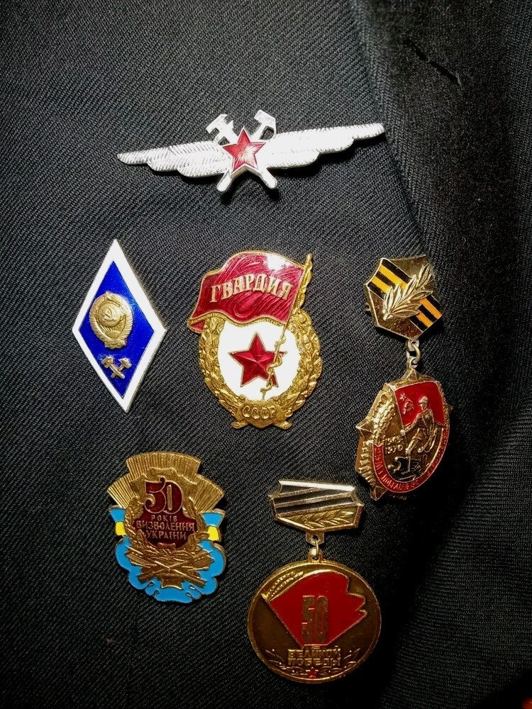 Black wool double-breasted tunic with gold bullion collar patches – detail 5