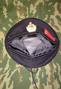 Soviet naval infantry beret in black wool with red star and anchor cockade
