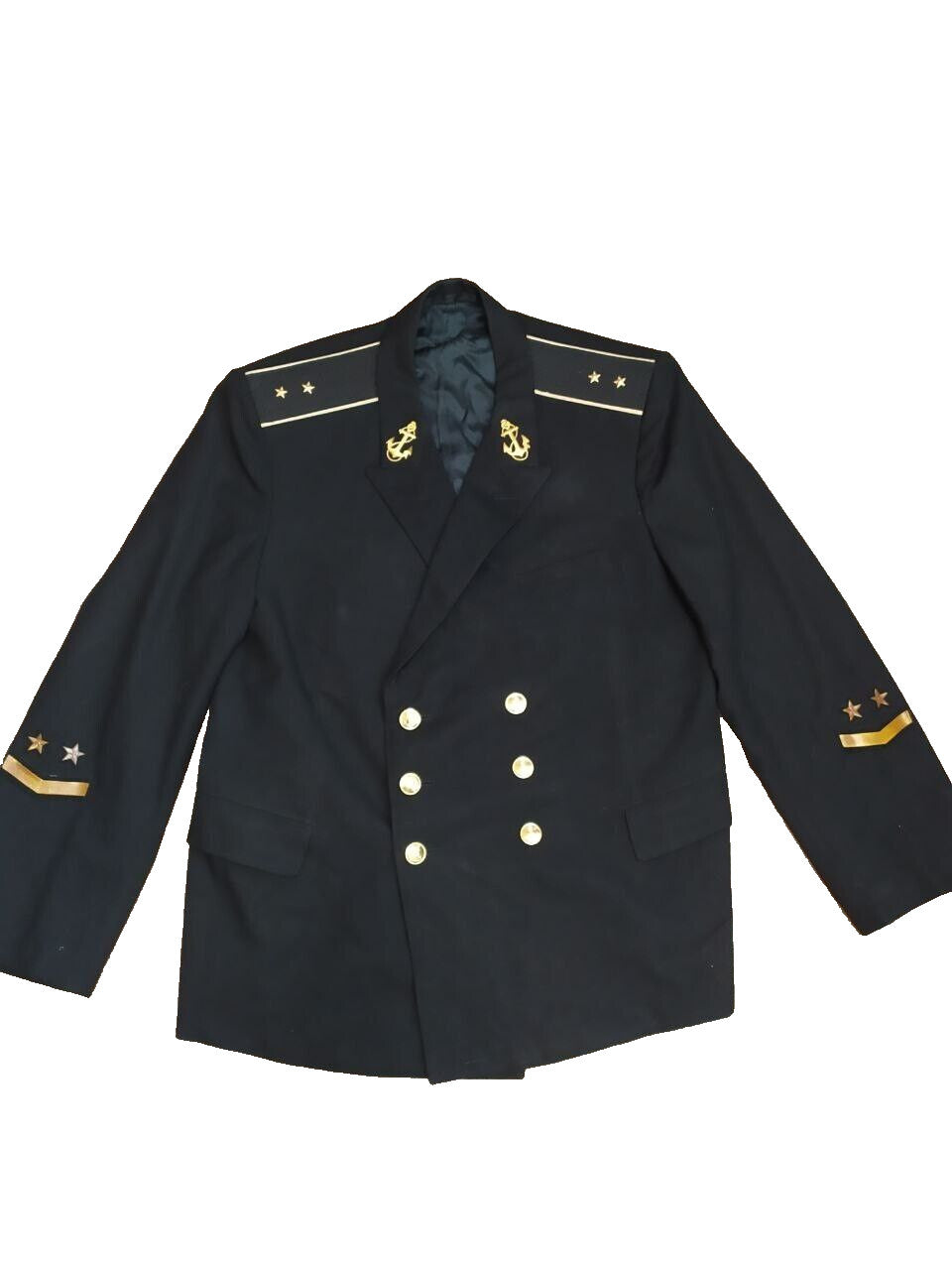 Soviet Navy officer uniform jacket, double-breasted with lieutenant shoulder boards