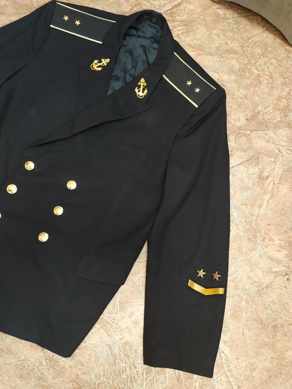 Soviet navy lieutenant jacket shoulder boards with two gold stars – detail 5