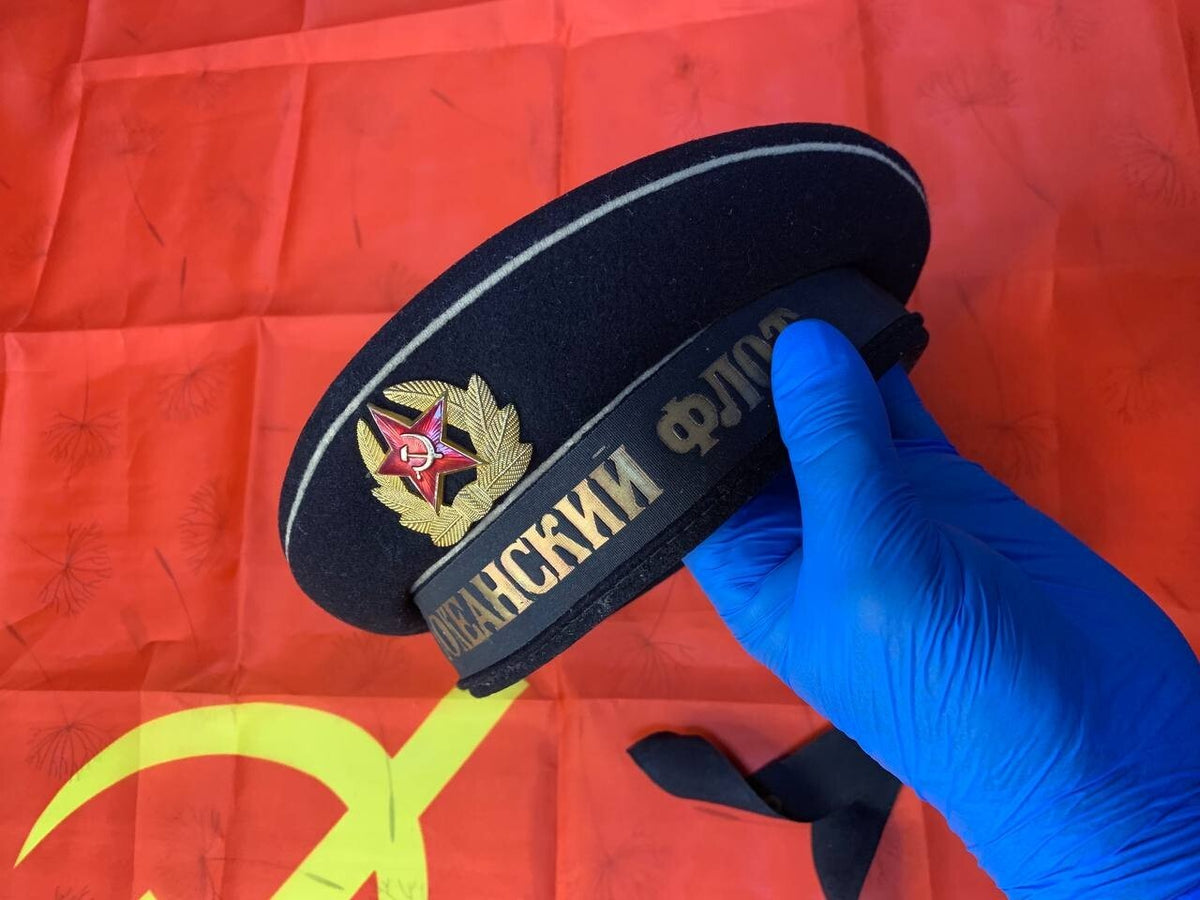 Soviet navy uniform peakless cap interior with handwritten name Nagorny – detail 15