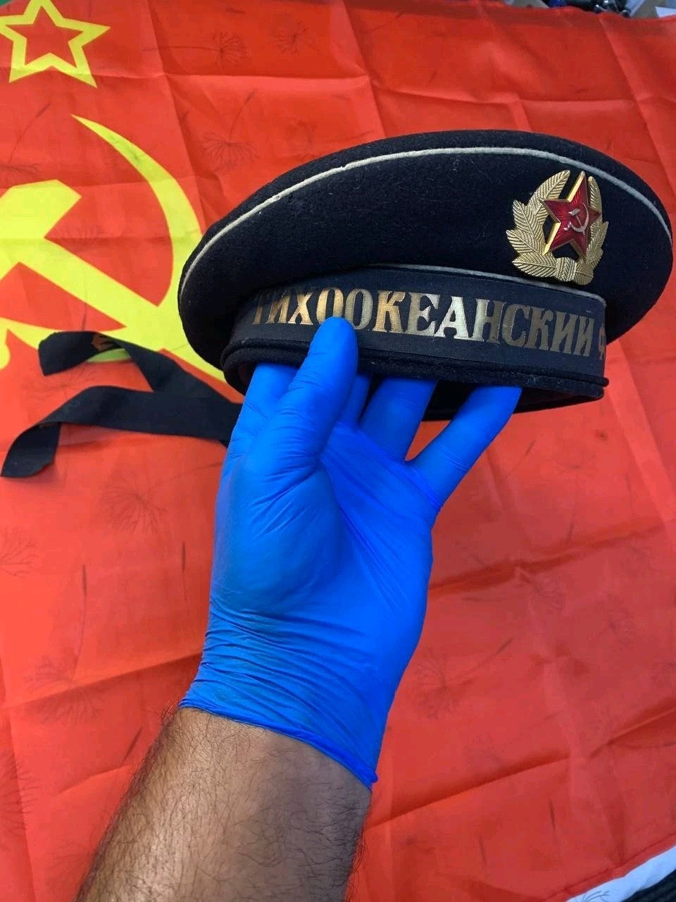Soviet navy uniform peakless cap interior with handwritten name Nagorny – detail 6