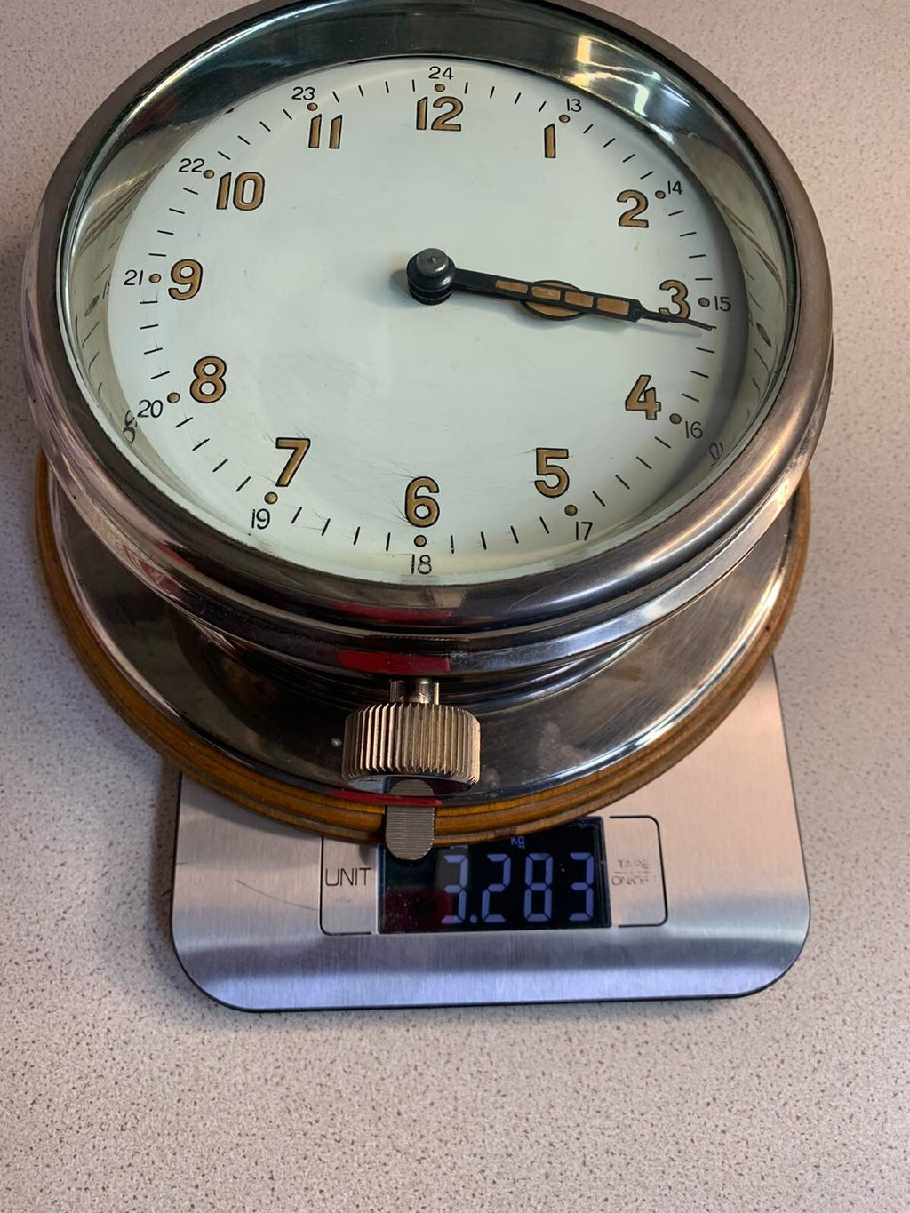 Vostok naval ship clock dial with original hands and red seconds hand – detail 11