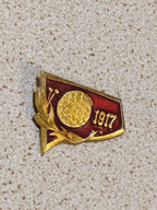 Vintage USSR pin with flag inside a laurel wreath