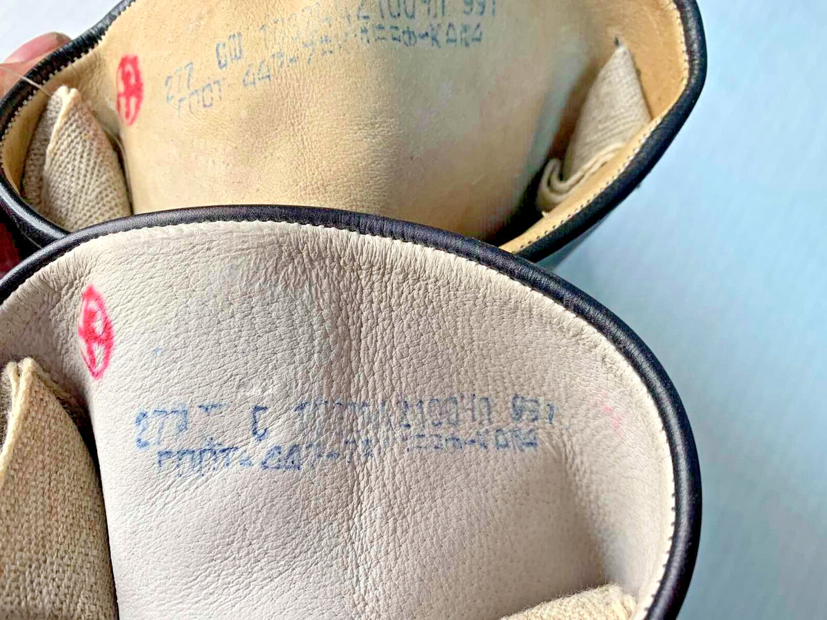 Vintage leather boots for men with light leather lining and factory ink stamps – detail 18