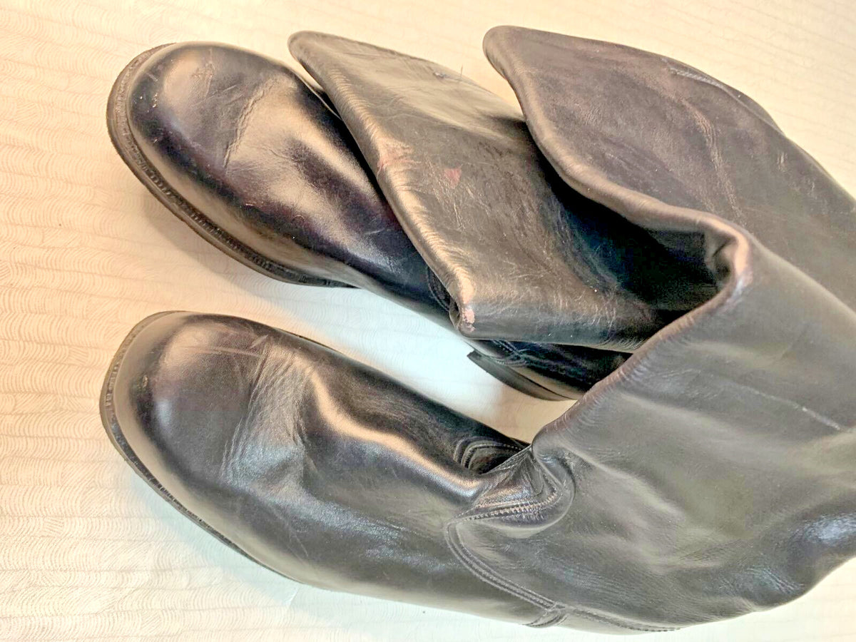 Vintage leather boots for men with light leather lining and factory ink stamps – detail 21