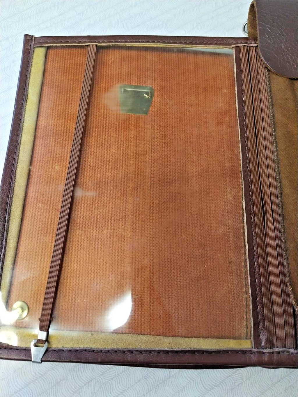 Belomut Leather Goods Factory stamp inside the flap of a Soviet map case – detail 11