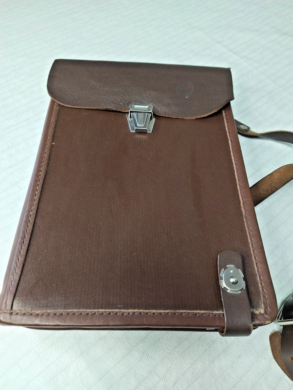 Belomut Leather Goods Factory stamp inside the flap of a Soviet map case