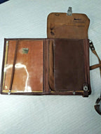 Belomut Leather Goods Factory stamp inside the flap of a Soviet map case – detail 5