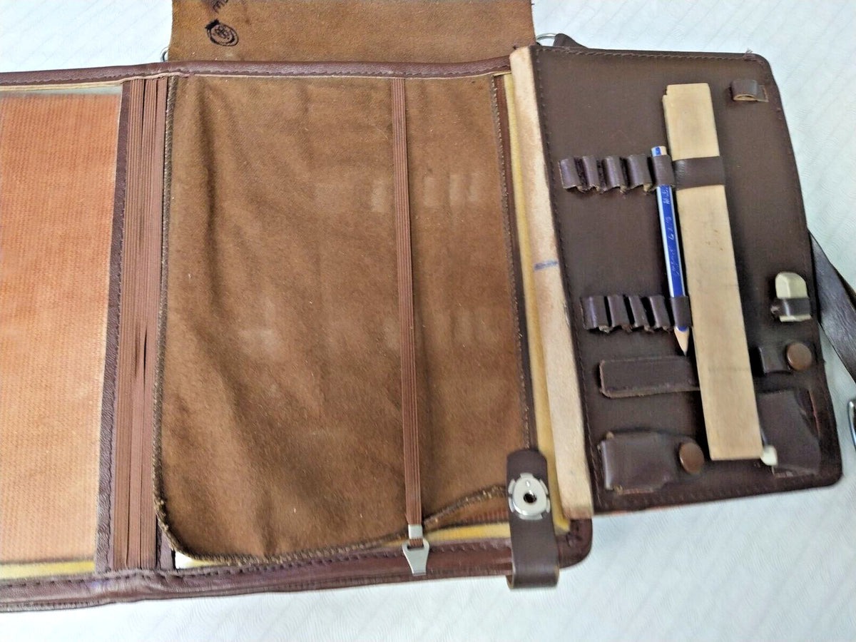 Belomut Leather Goods Factory stamp inside the flap of a Soviet map case – detail 8