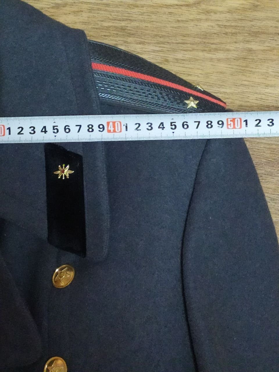 Soviet greatcoat black velvet collar tabs with stars – detail 12