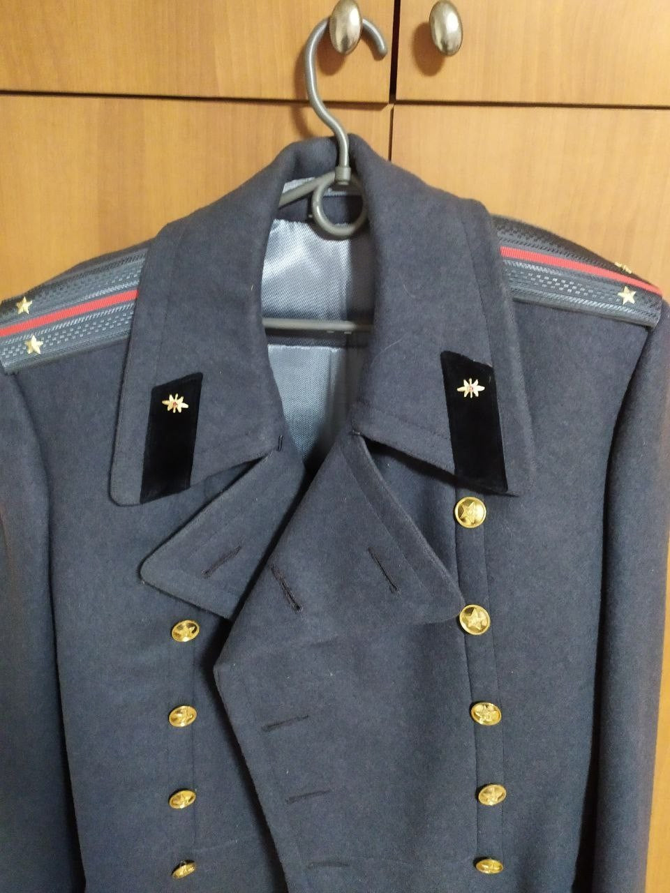 Soviet greatcoat black velvet collar tabs with stars – detail 6
