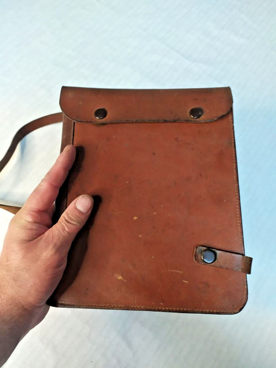 USSR officer field bag with snap fasteners and metal studs – detail 12