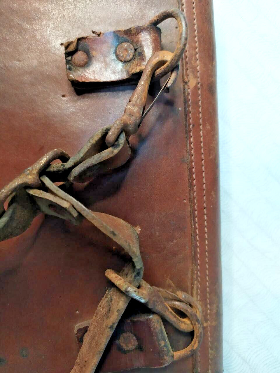 Soviet military document case showing aged patina and scuffs
