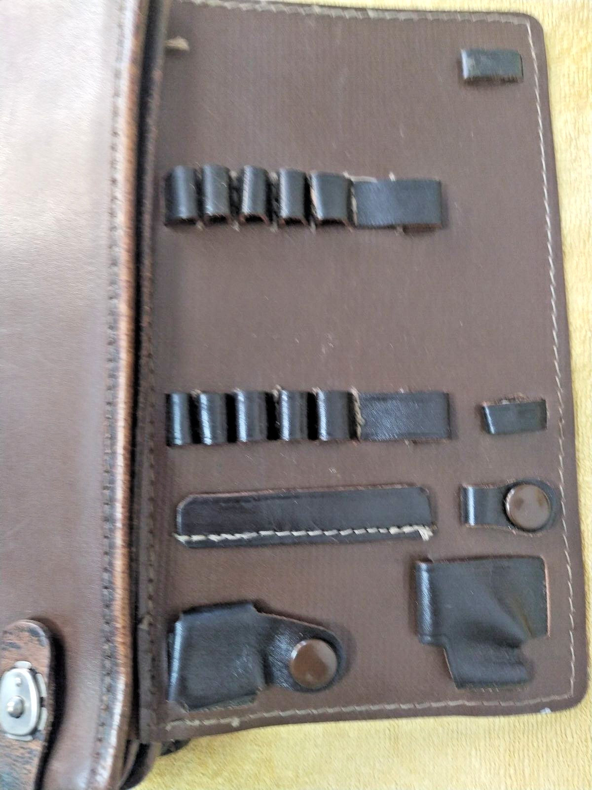 USSR military leather bag with pen, pencil and curvimeter slots – detail 12