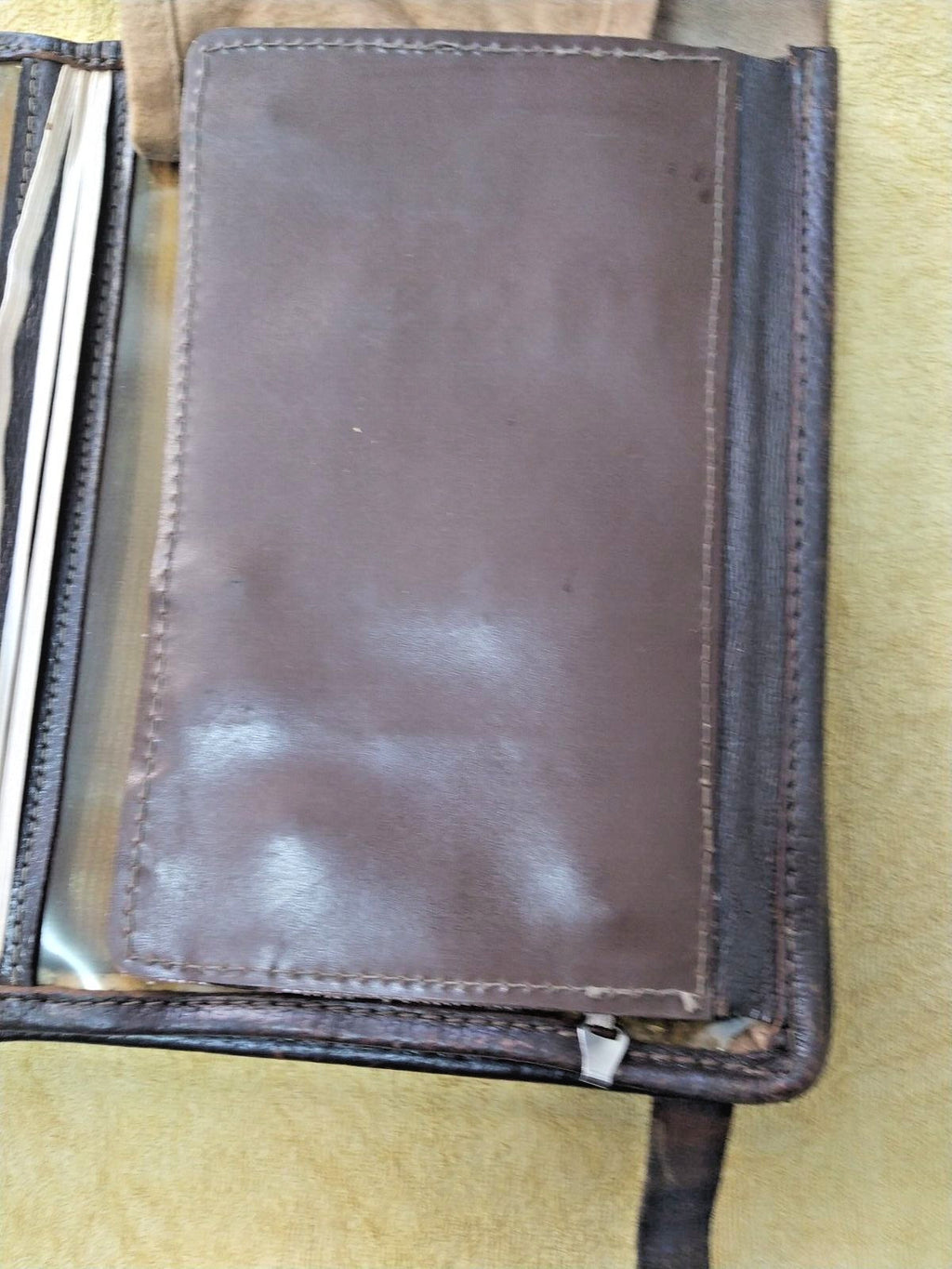 USSR military leather bag with pen, pencil and curvimeter slots – detail 9
