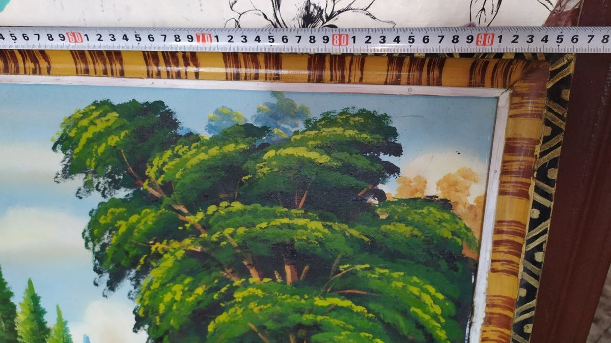 Back of oil on canvas painting with wooden stretcher and age wear