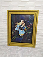 Soviet oil painting Ivan Tsarevich on the Grey Wolf in original gilded wooden frame