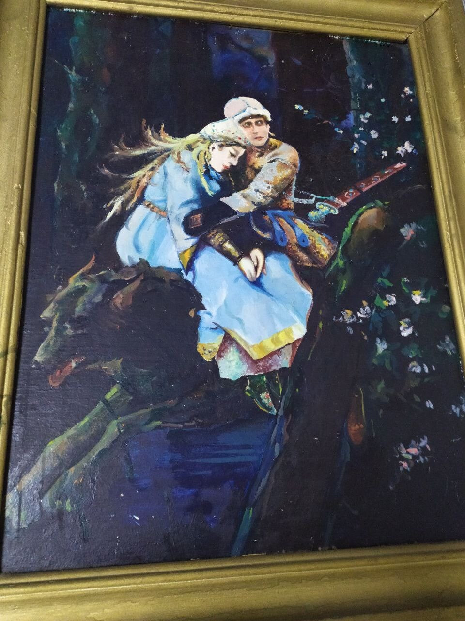 Ivan Tsarevich and Elena the Beautiful riding the Grey Wolf through a dark forest – detail 14