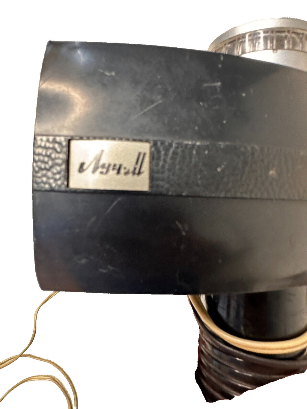 Vintage USSR camera flash with black plastic body and Luch logo
