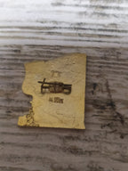 Old Soviet slogan pin reverse side