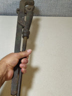 Vintage Soviet pipe wrench of heavy forged steel, approx. 50 cm long