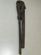 Vintage Soviet tools: heavy-duty steel wrench with patina and surface rust