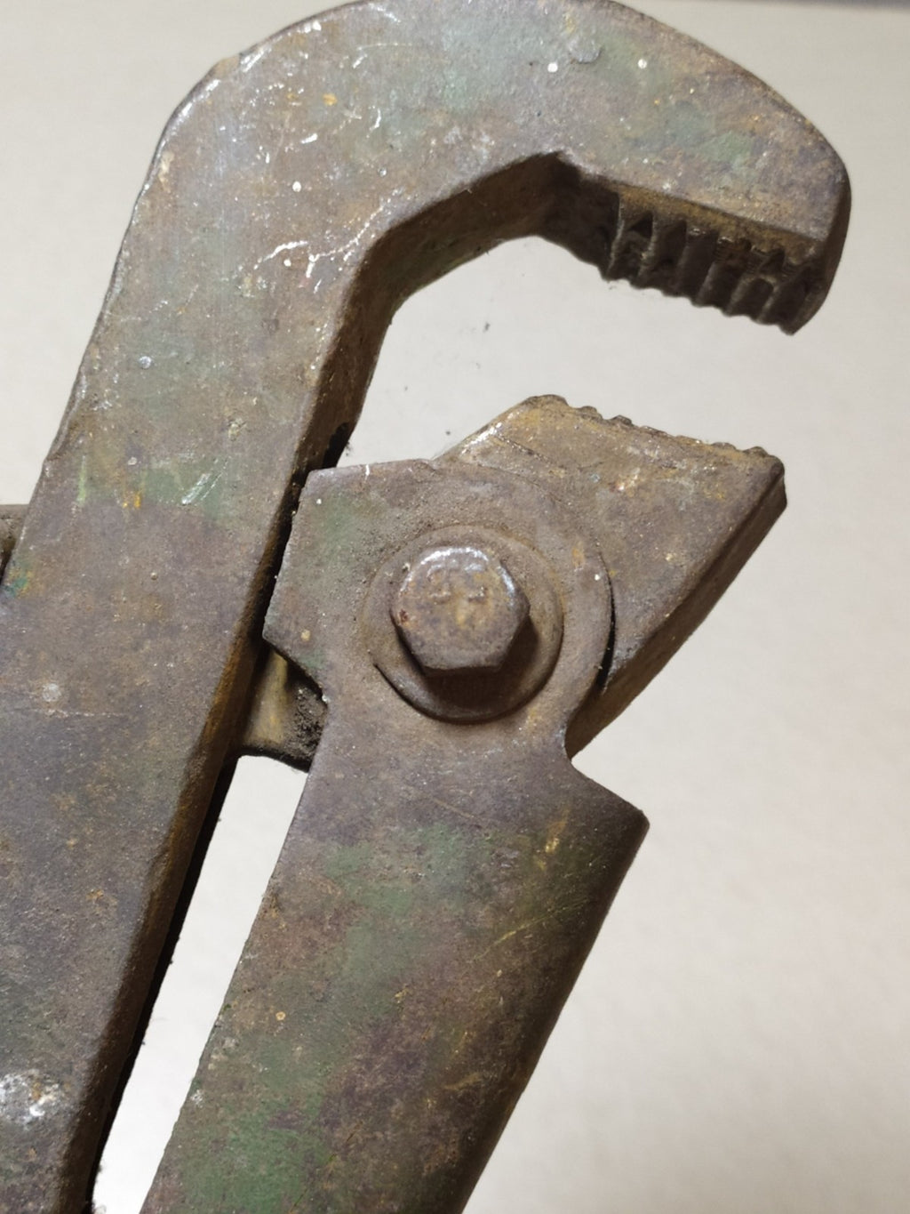 Vintage Soviet tools: heavy-duty steel wrench with patina and surface rust – detail 6