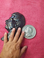 Round silver Lenin bas-relief, Soviet sculpture wall decor – detail 9