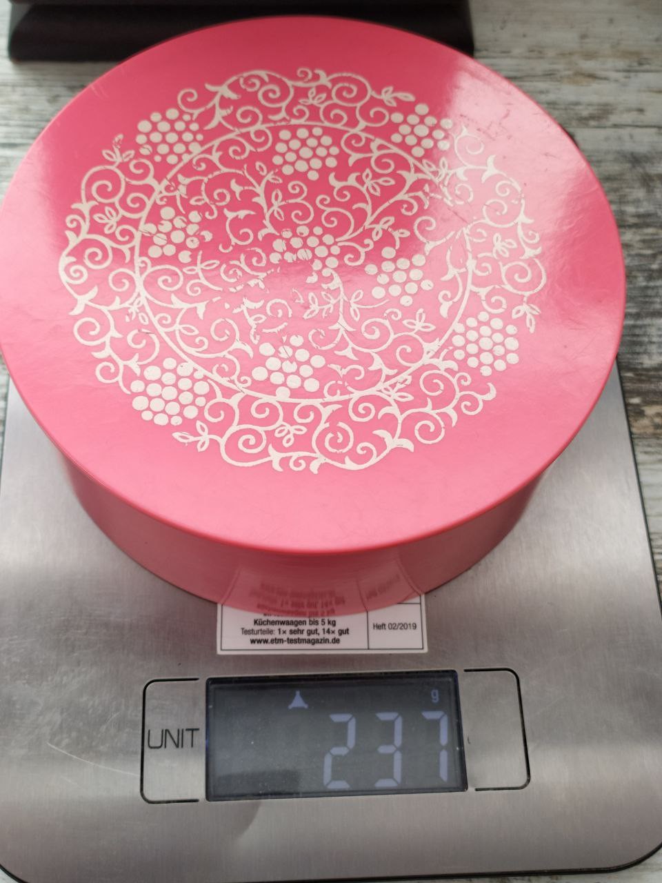 Pink Soviet trinket box with lid removed showing interior – detail 13