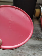 Pink Soviet trinket box with lid removed showing interior