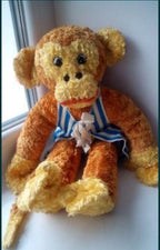 Vintage Soviet stuffed monkey with plastic button eyes