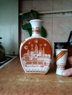 Back of the Victory Day porcelain shtof with Kremlin skyline and fireworks