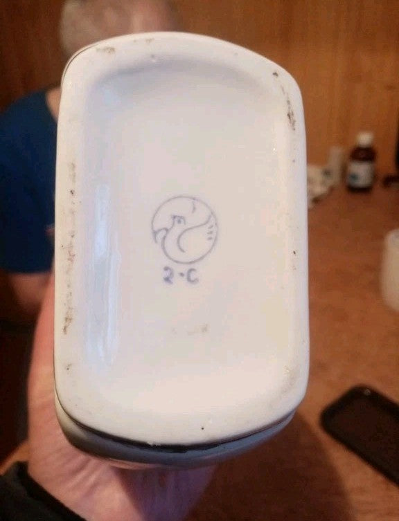 Polonne porcelain factory blue bird mark on the bottom of the flask