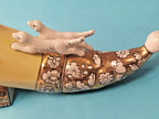 Leaping deer figure at the rim of the Krasnodar Chaika porcelain horn